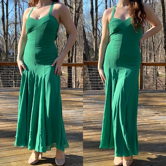 NWT Fame And Partners Light Green Prom Maxi Dress - Picture 5 of 12